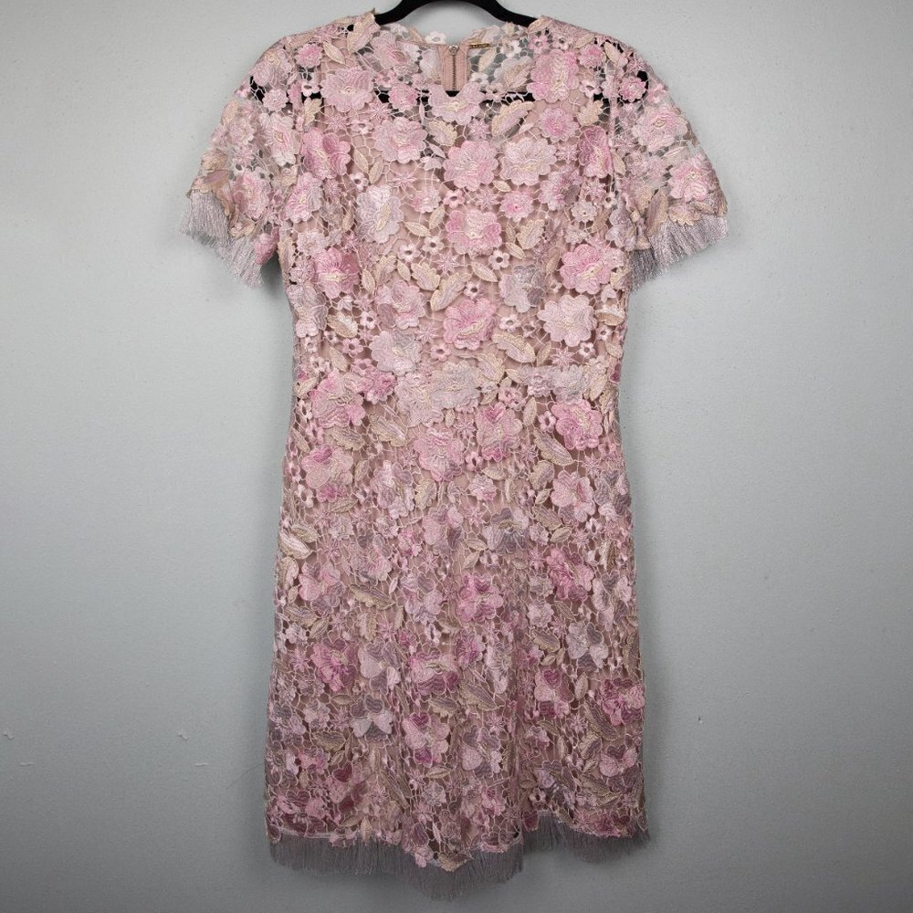 Elie Tahari Laura pink floral lace a-line dress-6